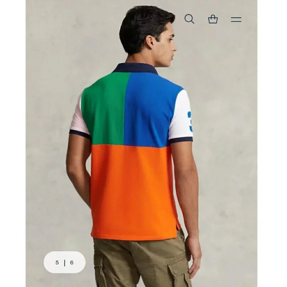 Polo Ralph Lauren Men’s Multi Color Slim Fit Big Pony Mesh Polo Shirt Size Large - Picture 3 of 12